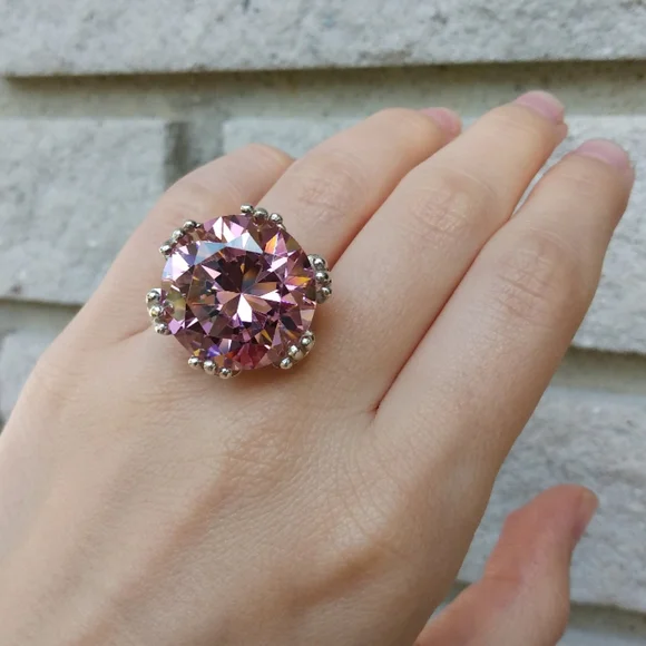 New huge sterling silver pink gemstone ring 925 - Picture 3 of 7